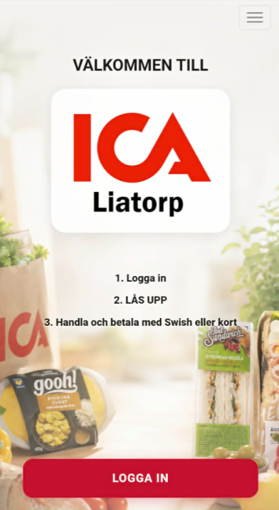Inloggningsvy i appen med ICA Liatorp-logga