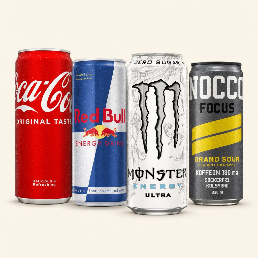 Toppsäljare inom dryck: Coca-Cola, Red Bull, Monster Ultra och Nocco Focus